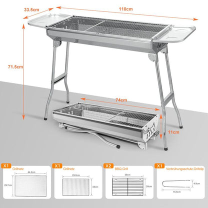🔥 50% DE RÉDUCTION LIMITÉE ! Barbecue Charbon Pliable Acier Inox – Compact, Portable & Parfait pour Camping ou Jardin ✨