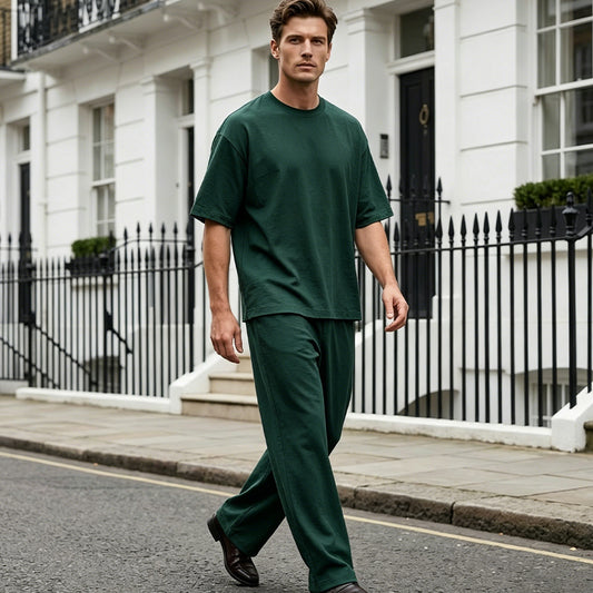 Ensemble 2 pièces pour homme : t-shirt et pantalon à jambes larges