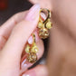 Boucles d'Oreilles Vintage Dorées à l'Or avec Boule de Cristal Violette