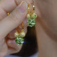 Boucles d'Oreilles Vintage Dorées à l'Or avec Boule de Cristal Violette