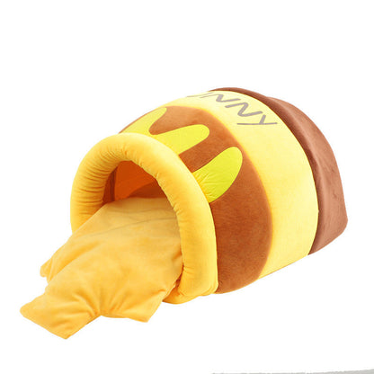 Panier douillet en forme de pot de miel pour chat et chien