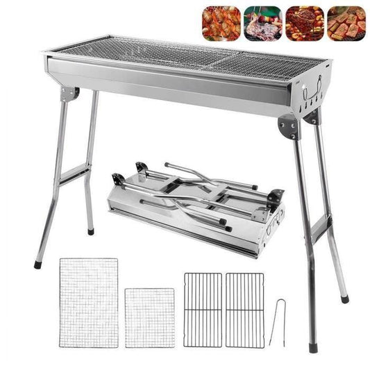🔥 50% DE RÉDUCTION LIMITÉE ! Barbecue Charbon Pliable Acier Inox – Compact, Portable & Parfait pour Camping ou Jardin ✨