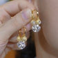Boucles d'Oreilles Vintage Dorées à l'Or avec Boule de Cristal Violette