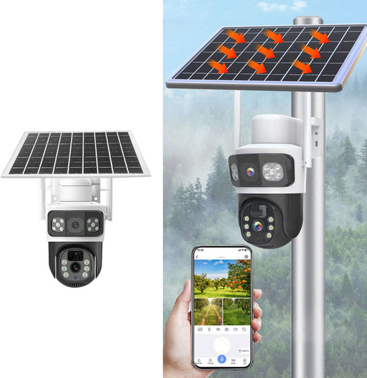 Offre à durée limitée à moitié prix : caméra de sécurité solaire sans fil extérieure à double objectif