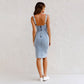 💙 Meilleure Vente 2026 | Robe Denim Moulante | Fente Séduisante & Bretelles Ajustables 🔥【-50%】