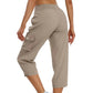 💐50% DE RÉDUCTION ! Pantalon Cargo 3/4 Taille Haute – Cordon de Serrage Ajustable pour un Confort Total 🌿🌸【Offre Flash】
