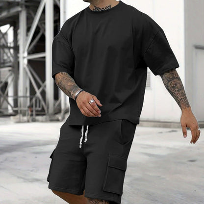 📢📢 -50 % !! ⏰ Ensemble décontracté homme : T-shirt à manches courtes et short