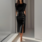 📢📢40% OFF !! ⏰French Elegance! Slit Midi Skirt | Draped Fabric with a Slight Waist Tuck