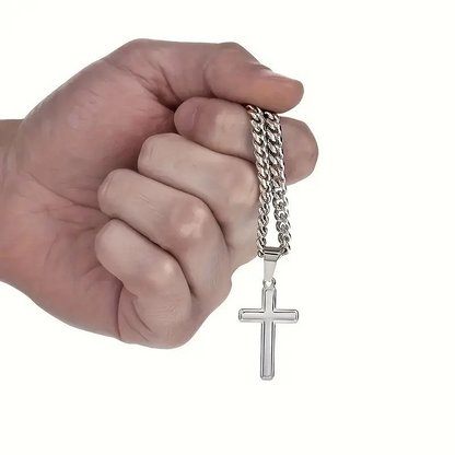 ✝️Bonne année ! 50 % sur tout 🎊⏰Collier pour homme avec pendentif en forme de croix en acier inoxydable
