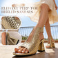 💐60% DE RÉDUCTION ! Sandales à Talons Bout Ouvert – Tissage Chic & Talon Bloc Stable 💃✨【Offre Limitée】