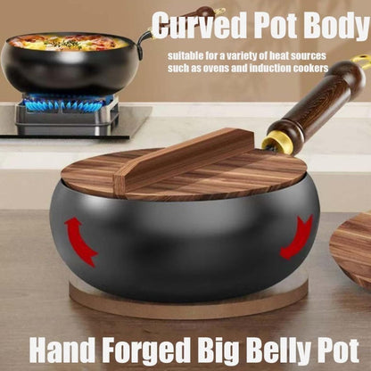 🍳🔥 Uncoated Thick Iron Wok with Lid – Healthy Pure Iron, Family-Sized & Works on All Stovetops 🍳🔥