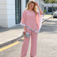 🔥Livraison gratuite！⏳Spécial à durée limitée⏰Elegant Sequin Trim Poncho Top & Wide-Leg Pants Set👚👖