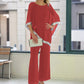 🔥Livraison gratuite！⏳Spécial à durée limitée⏰Elegant Sequin Trim Poncho Top & Wide-Leg Pants Set👚👖