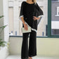🔥Livraison gratuite！⏳Spécial à durée limitée⏰Elegant Sequin Trim Poncho Top & Wide-Leg Pants Set👚👖