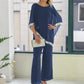 🔥Livraison gratuite！⏳Spécial à durée limitée⏰Elegant Sequin Trim Poncho Top & Wide-Leg Pants Set👚👖
