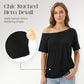 Lot de 2 T-shirts Femme Épaules Dénudées Asymétriques, Haut Manches Courtes Oversized Basique Décontracté