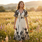 👗 58% de réduction✨Robe midi élégante à col en V et imprimé botanique🍂