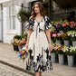 👗 58% de réduction✨Robe midi élégante à col en V et imprimé botanique🍂