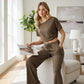 Ensemble 2 pièces femme – haut à épaules dénudées et pantalon