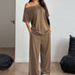 Ensemble 2 pièces femme – haut à épaules dénudées et pantalon