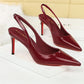 ✨50 % de réduction 👠 Escarpins à talons aiguilles à bride arrière et bout pointu en cuir verni pour femme