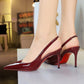 ✨50 % de réduction 👠 Escarpins à talons aiguilles à bride arrière et bout pointu en cuir verni pour femme