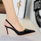 ✨50 % de réduction 👠 Escarpins à talons aiguilles à bride arrière et bout pointu en cuir verni pour femme