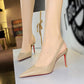 ✨50 % de réduction 👠 Escarpins à talons aiguilles à bride arrière et bout pointu en cuir verni pour femme