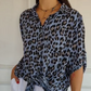 ⏳Offre à durée limitée : 50 % de réduction⏰Chemise élégante à col et manches ajustables, imprimé léopard🐆👚