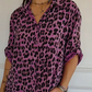 ⏳Offre à durée limitée : 50 % de réduction⏰Chemise élégante à col et manches ajustables, imprimé léopard🐆👚