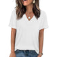 T-shirt décontracté à manches courtes et col en V pour femme