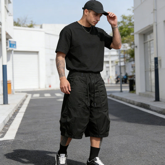 Pantalons capri décontractés à cordon de serrage pour homme, tailles fortes