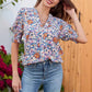 🌺Chemisier floral à manches bâclées à col en V pour femmes