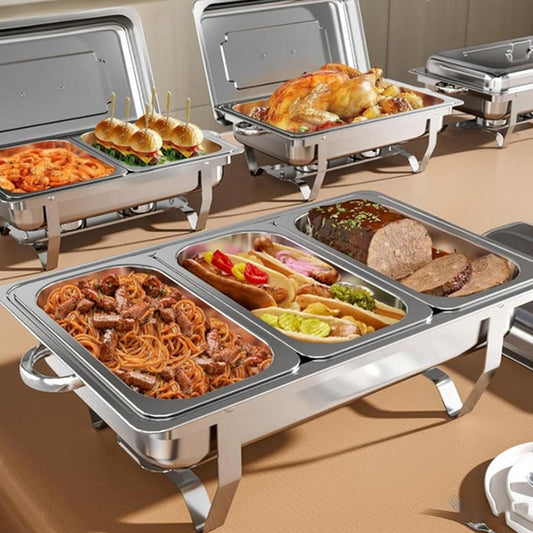 🍽️ 50% de Réduction ✨ Service de Chafing Dish en Acier Inoxydable pour Buffet – Durable, Maintien au Chaud & Élégant pour Buffet 🎉
