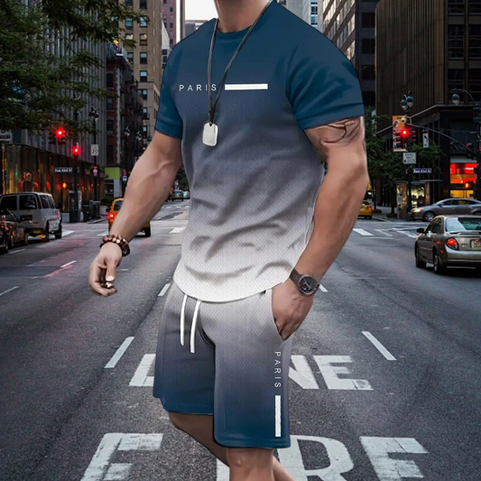 Ensemble T-shirt et short dégradé pour homme