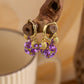 Boucles d'Oreilles Vintage Dorées à l'Or avec Boule de Cristal Violette