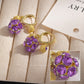 Boucles d'Oreilles Vintage Dorées à l'Or avec Boule de Cristal Violette