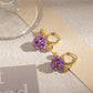 Boucles d'Oreilles Vintage Dorées à l'Or avec Boule de Cristal Violette