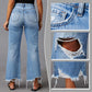 Jean flare taille haute déchiré pour femme