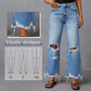 Jean flare taille haute déchiré pour femme