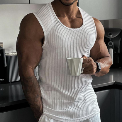 Débardeur homme en tricot côtelé, coupe ajustée