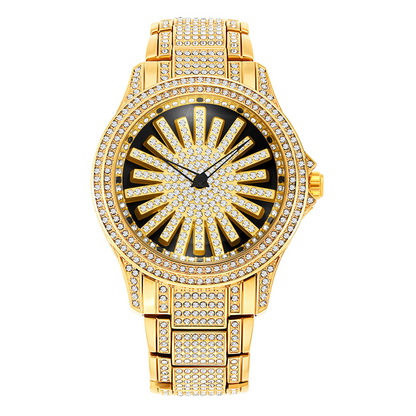 💎⌚ 50 % DE RÉDUCTION – Montre homme à cadran rotatif serti de diamants | Effet diamant intégral, lunette tournante, élégante et luxueuse pour les soirées 🔥