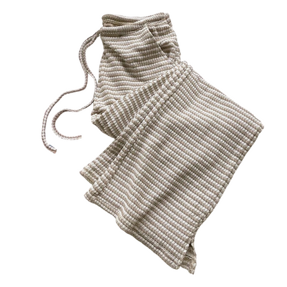 ✨🔥Pantalon large à cordon de serrage rayé pour femme