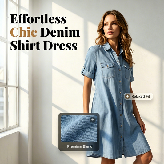 Robe chemise en denim décontractée pour femme