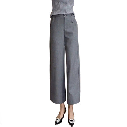 Pantallon fluide taille haute 7/8 – coupe large, doux, amincissant, décontracté et polyvalent 🌸
