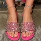 Sandales plates à strass scintillants pour femme
