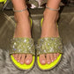 Sandales plates à strass scintillants pour femme