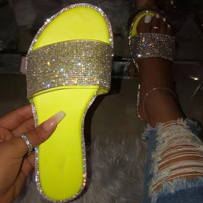 Sandales plates à strass scintillants pour femme