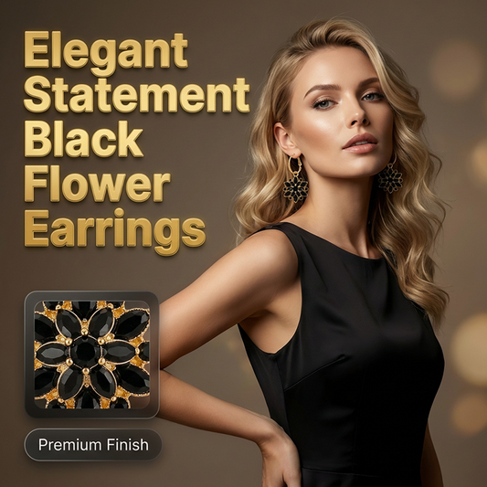 ⏳ -50 % pour une durée limitée ⏰ Boucles d'oreilles pendantes élégantes fleurs noires 🖤❄️🌸