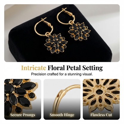⏳ -50 % pour une durée limitée ⏰ Boucles d'oreilles pendantes élégantes fleurs noires 🖤❄️🌸